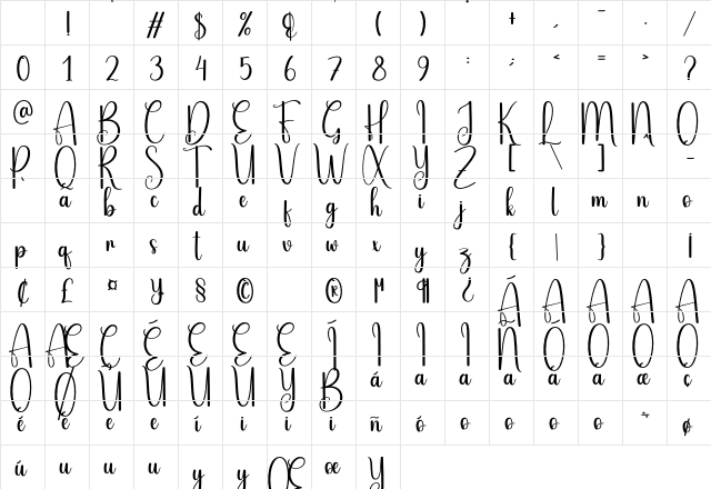 Wind Breeze Regular Character Map