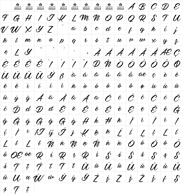 Mellissa Two personal Use Regular Character Map Mellissa Two personal Use Regular Character Map
