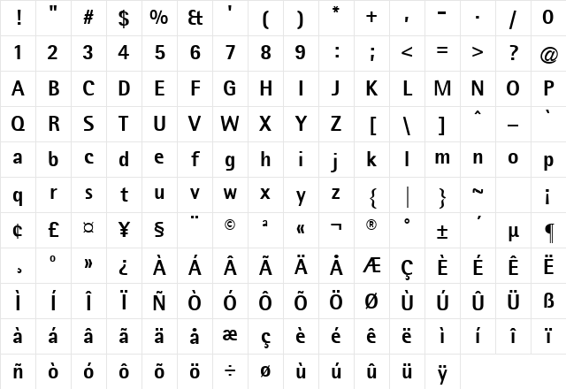 ATRotisSemiSans-ExtraBold Regular Character Map