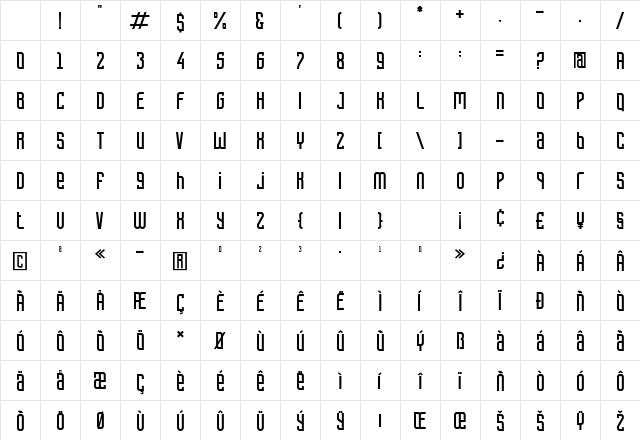 Bugar Sport Regular Character Map
