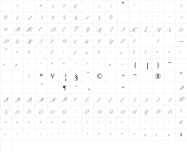 Kingsley Regular Character Map Kingsley Regular Character Map