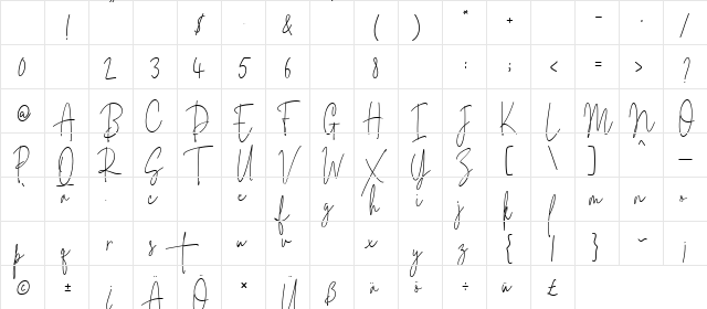 Monttrela Regular Character Map Monttrela Regular Character Map