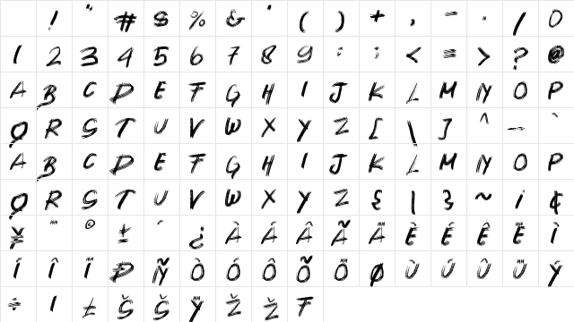 SHIMASU BRUSH Regular Character Map SHIMASU BRUSH Regular Character Map