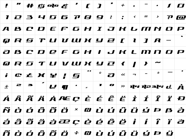 Range Paladin Expanded Italic Expanded Italic Character Map