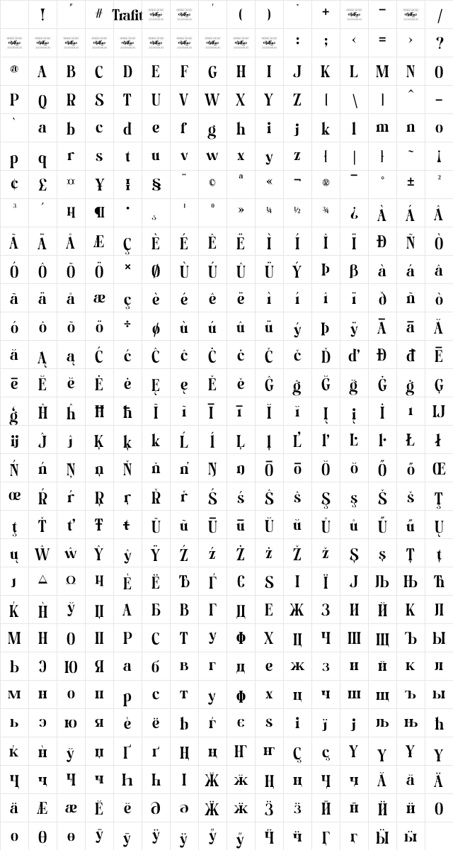 Trafit Personal Use Regular Character Map Trafit Personal Use Regular Character Map