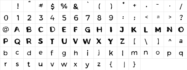 TheBuzz bold Regular Character Map