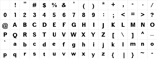 Ziclose Normal Character Map