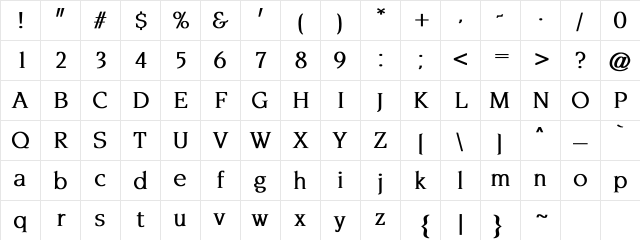 NovareseBk Bold Character Map