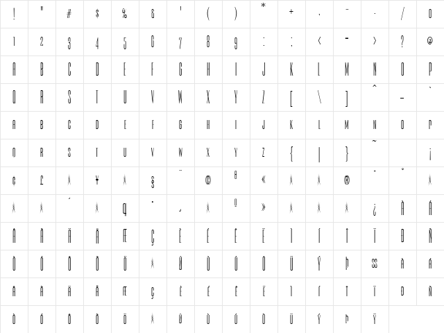 Empire Regular Character Map Empire Regular Character Map