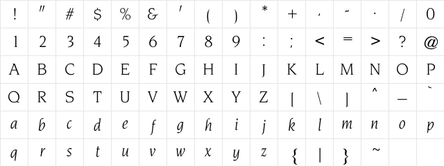 NovareseBkIt Regular Character Map