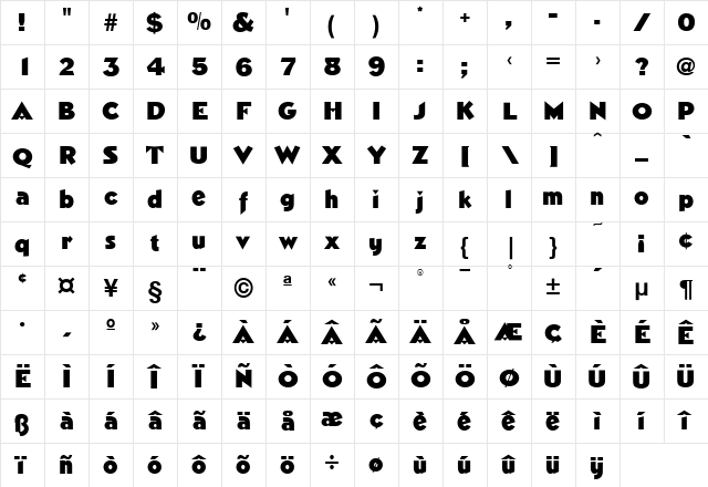 NovelGothic Regular Character Map