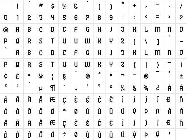 Futrons Demo Regular Character Map Futrons Demo Regular Character Map