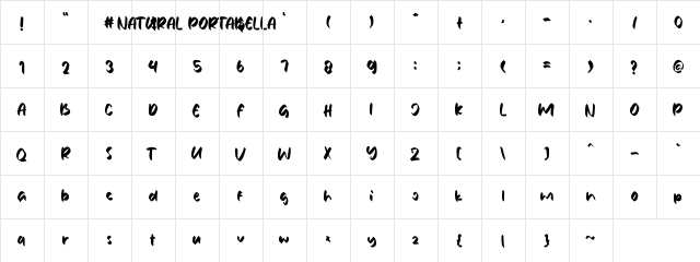 Natural Portabella Regular Character Map Natural Portabella Regular Character Map