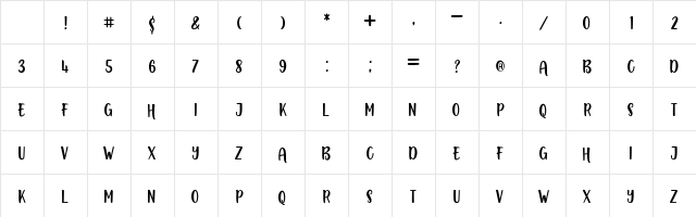 Boustown Sans Regular Character Map