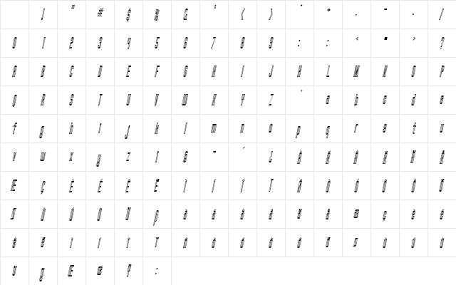 FanatiqueInline Oblique Character Map