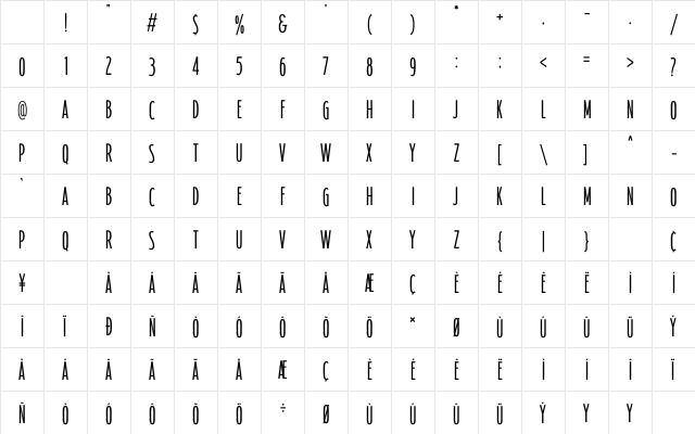 Northlima Regular Character Map Northlima Regular Character Map