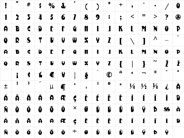 NovSchmozKapopNF Regular Character Map NovSchmozKapopNF Regular Character Map