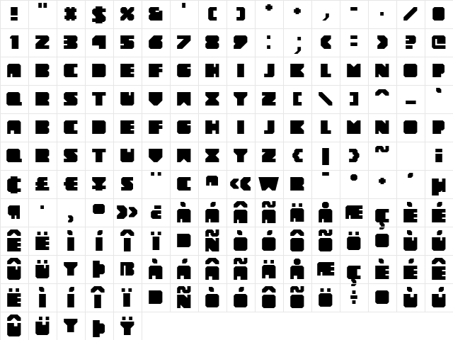 Novum Bold Character Map