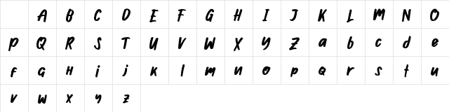 Ghosie demo Regular Character Map