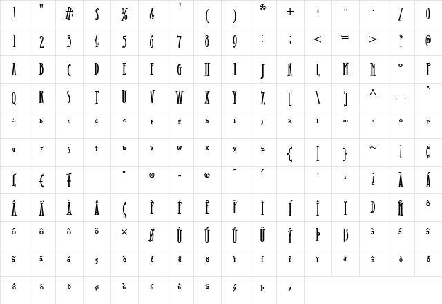 JackBisio Regular Character Map