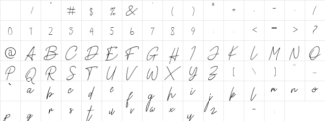 Alamanda Santika Signature Regular Character Map Alamanda Santika Signature Regular Character Map