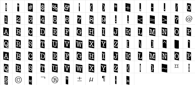 a_OldTyperNrCmDn Regular Character Map a_OldTyperNrCmDn Regular Character Map