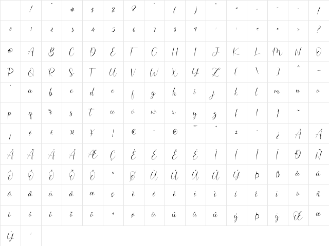 Darcella Regular Character Map Darcella Regular Character Map