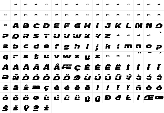 DROPEX Round Slant Regular Character Map DROPEX Round Slant Regular Character Map