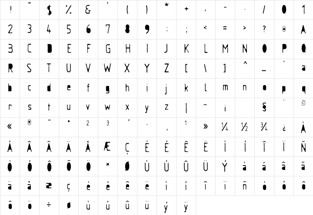 AlphaRuler Bold Character Map AlphaRuler Bold Character Map