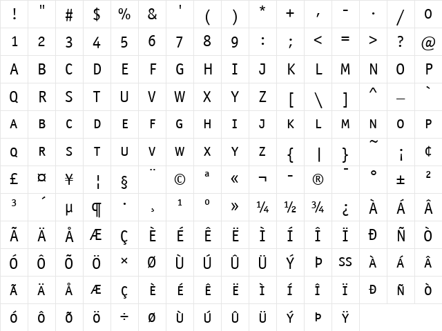OfficinaSanITC Book Character Map