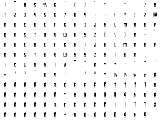 Young Patriot Halftone Regular Character Map Young Patriot Halftone Regular Character Map