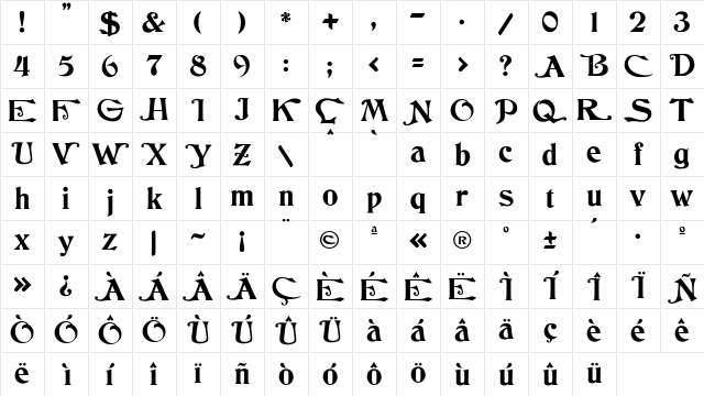 JMH Cthulhumbus UGalt1 Regular Character Map JMH Cthulhumbus UGalt1 Regular Character Map