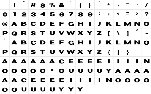 Bedug Regular Character Map Bedug Regular Character Map