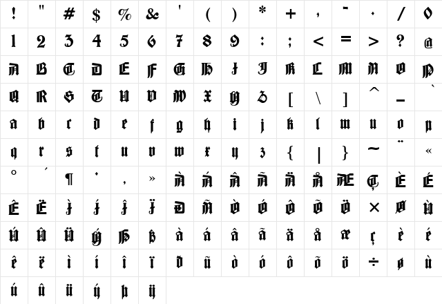 Barloesius Schrift Regular Character Map Barloesius Schrift Regular Character Map