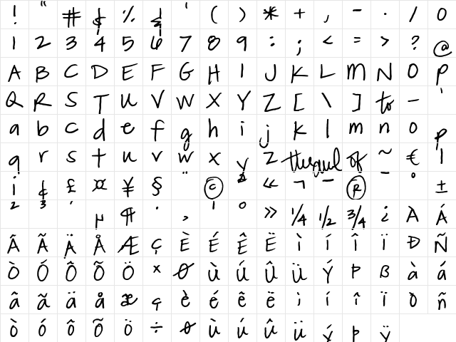 FG Matilda Regular Character Map