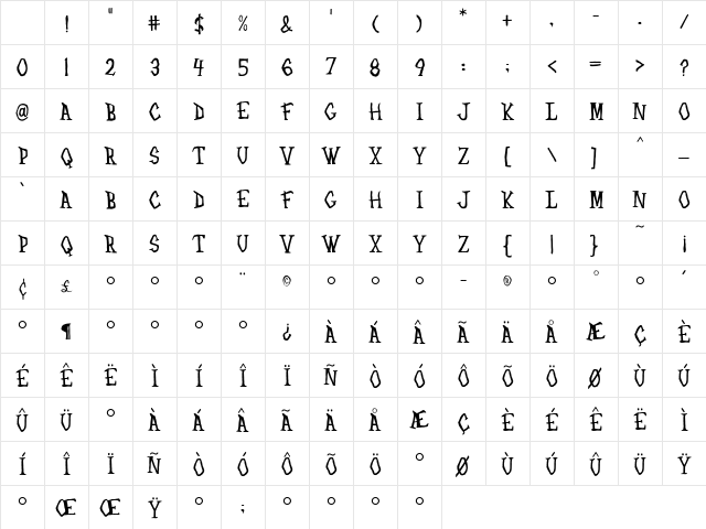 Flyerfonts Regular Character Map Flyerfonts Regular Character Map