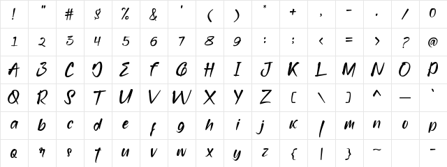 bridamount Regular Character Map