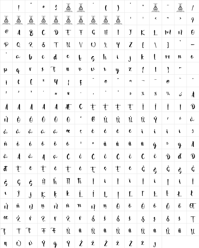 Satchwell Regular Character Map Satchwell Regular Character Map