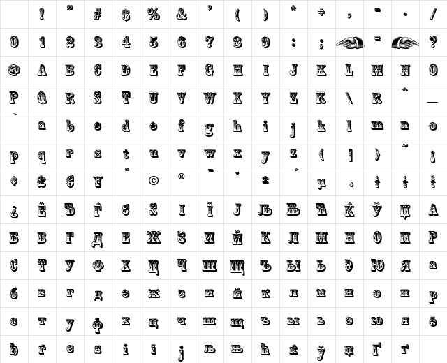 Country Western Regular Character Map