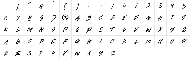 DESTROYA Regular Character Map DESTROYA Regular Character Map