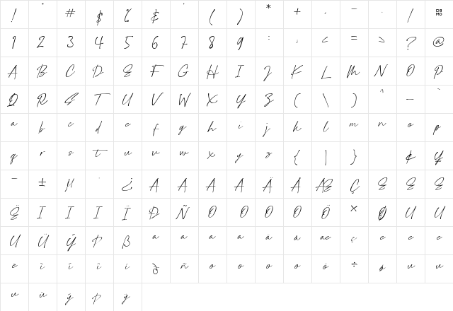 Handletters_Demo Regular Character Map Handletters_Demo Regular Character Map