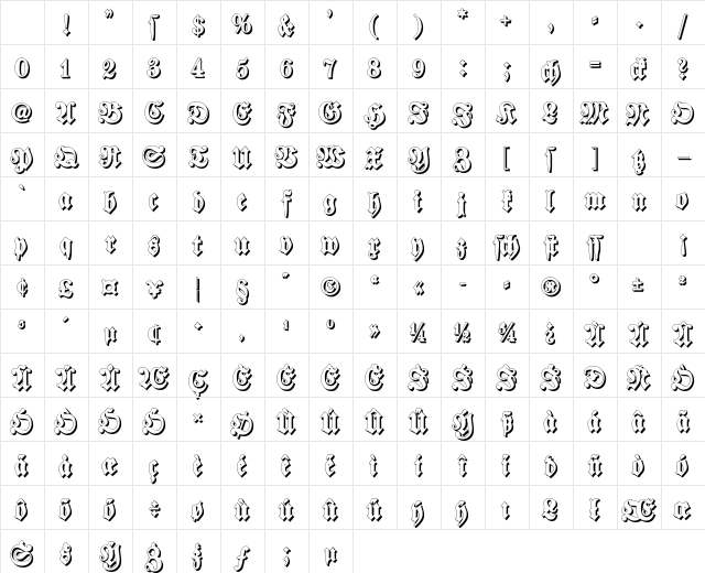Walbaum Fraktur Bold Character Map