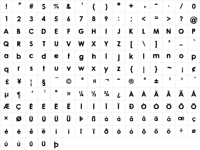 nu-century-gothic Bold Character Map