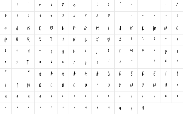 Skillslake Regular Character Map