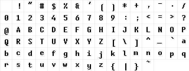 Bodge Bold Character Map