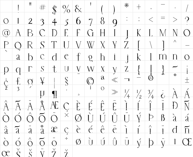 BELLE QUEST QUEST-REGULAR Character Map BELLE QUEST QUEST-REGULAR Character Map