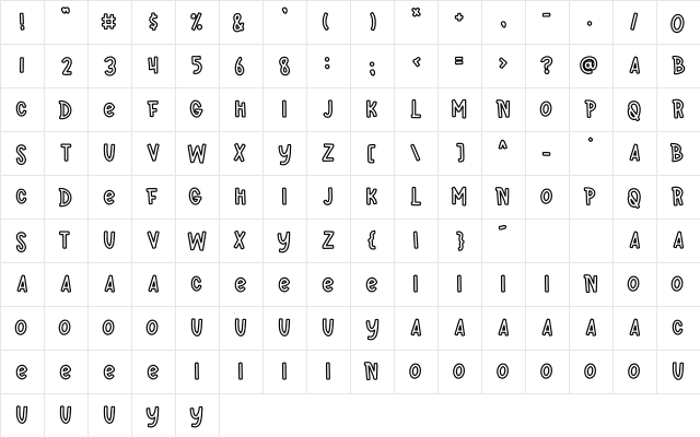 FBSuperFun Regular Character Map