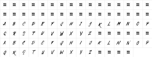 DABRUSH Regular Character Map