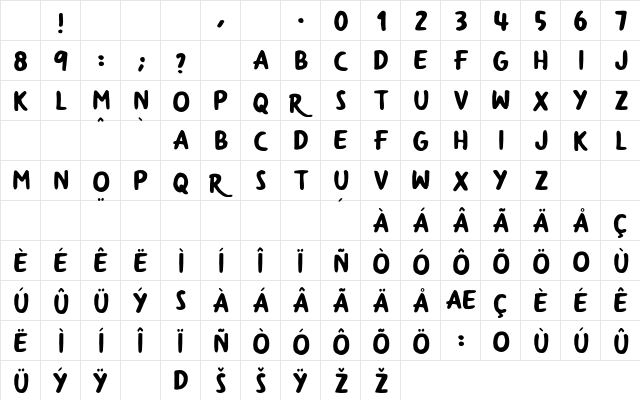 Yumaro Regular Character Map