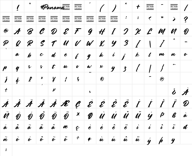 Panama Personal Use Regular Character Map Panama Personal Use Regular Character Map
